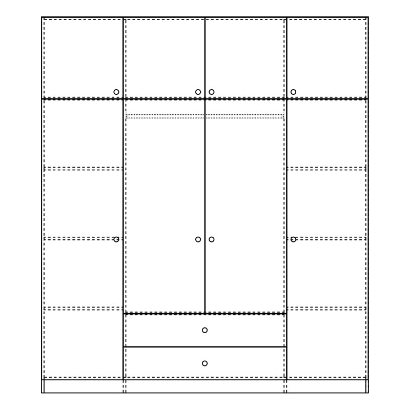 Royal pakoworld four-leaf wardrobe with drawers in sonoma shade 200x58x230cm