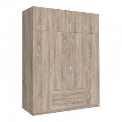 Royal pakoworld four-leaf wardrobe with drawers in sonoma shade 200x58x230cm