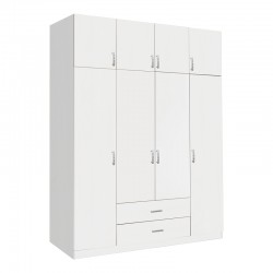 Royal pakoworld four-leaf wardrobe with drawers in white shade 200x58x230cm