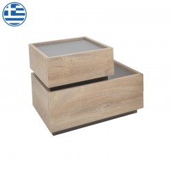 Polymorphic bed side Elencia pakoworld in oak with grey color 60x40x47cm