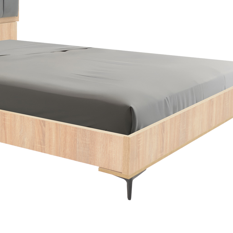 Double bed Monacol pakoworld in natural with dark grey color 160x200cm