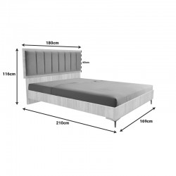 Double bed Monacol pakoworld in natural with dark grey color 160x200cm