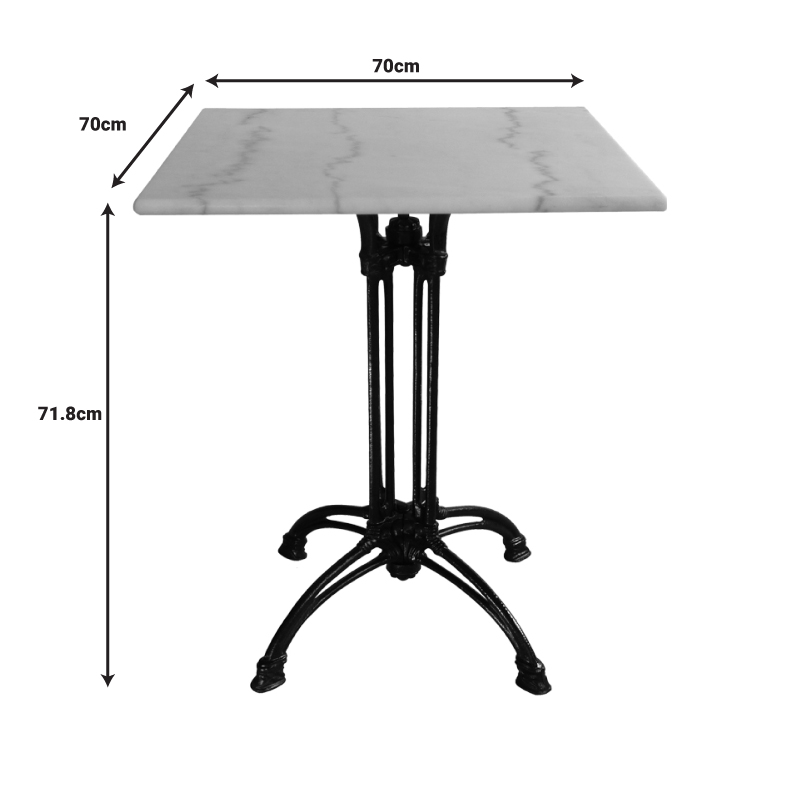 Marmol marble table pakoworld cast iron in white-black shade 70x70x71.8cm