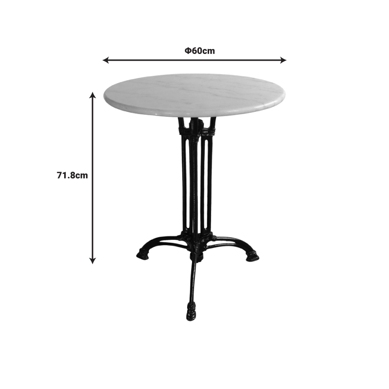 Bastile marble table pakoworld cast iron in white-black shade Φ60x71.8cm