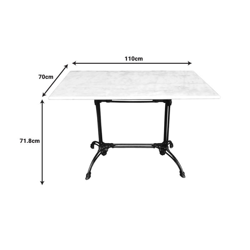 Zosal marble table pakoworld cast iron in white-black shade 110x70x71.8cm