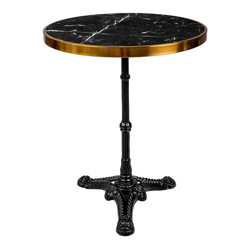 Andeket marble table pakoworld cast iron in black-gold shade Φ57x72cm