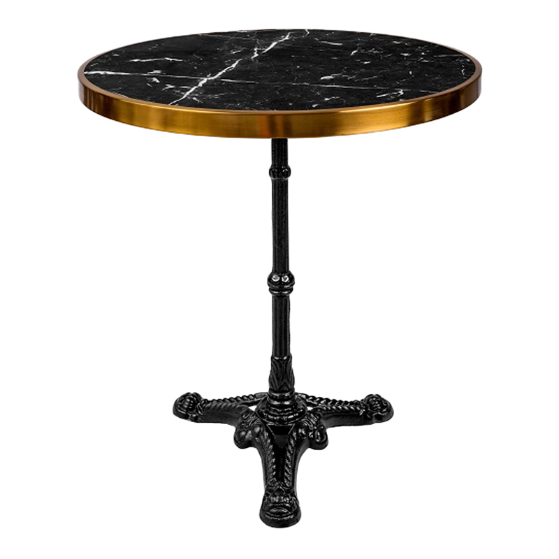 Andeket marble table pakoworld cast iron in black-gold shade Φ70x72cm