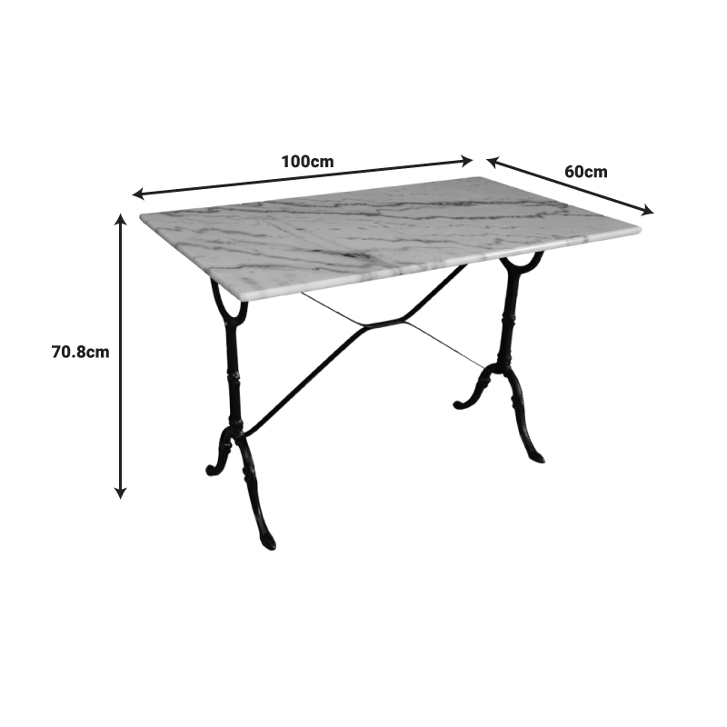 Weiber marble table pakoworld cast iron in white-black shade 100x60x70.8cm