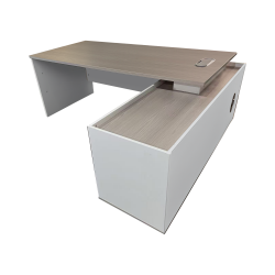 Professional work corner desk Armadi pakoworld gray-white 160x80x75cm