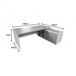 Professional work corner desk Armadi pakoworld gray-white 160x80x75cm