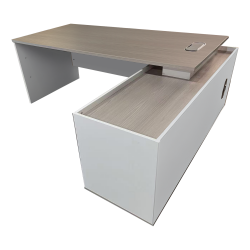 Professional work corner desk Armadi pakoworld gray-white 200x90x75cm