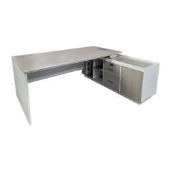 Professional work corner desk Armadi pakoworld gray-white 200x90x75cm