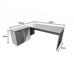 Professional work corner desk Armadi pakoworld grey-white 140x70x75cm