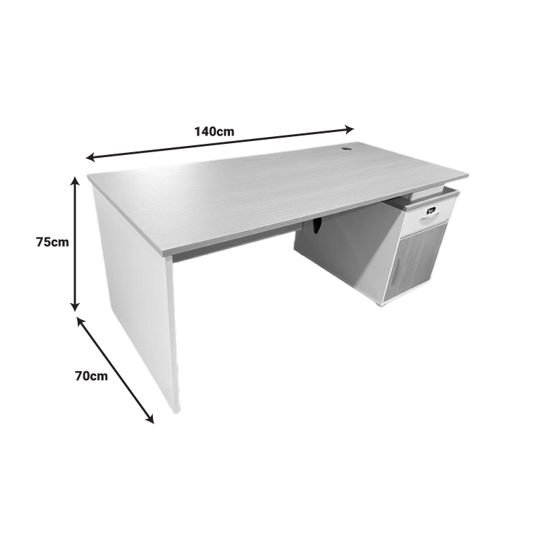 Work desk Armadi with cabinet pakoworld in grey-white 140x70x75cm