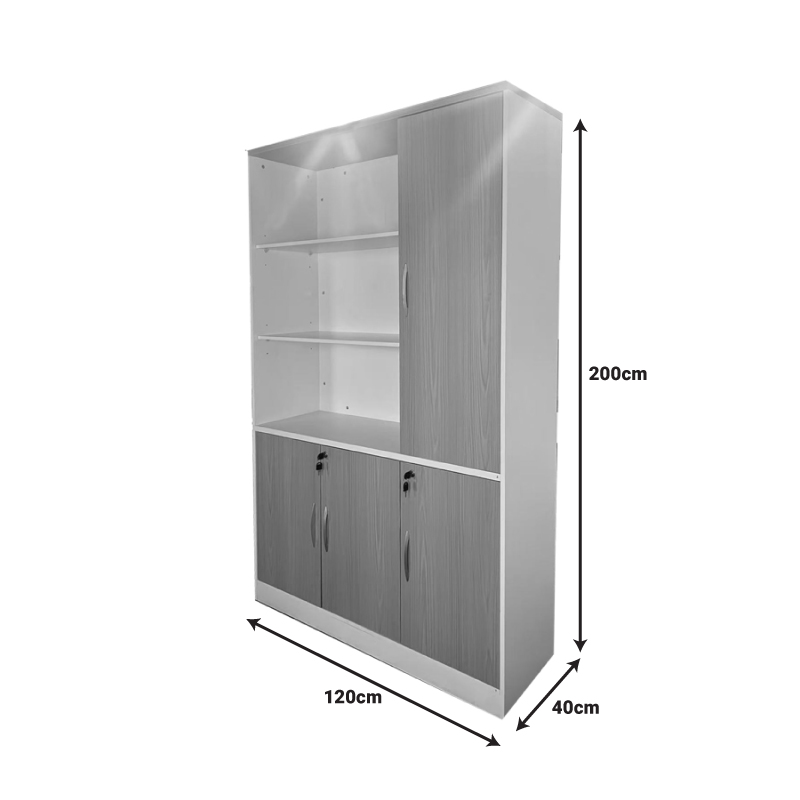 Office bookcase Armadi pakoworld in grey-white color 120x40x200cm