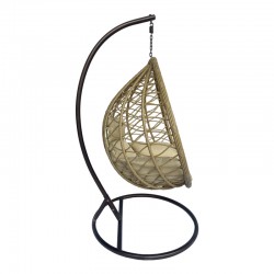 Lyere pakoworld swing nest with brown metal base with beige pe rattan 120x108x195cm