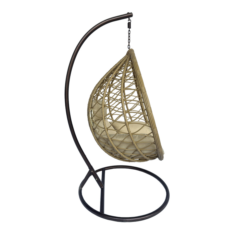 Lyere pakoworld swing nest with brown metal base with beige pe rattan 120x108x195cm