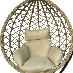 Lyere pakoworld swing nest with brown metal base with beige pe rattan 120x108x195cm