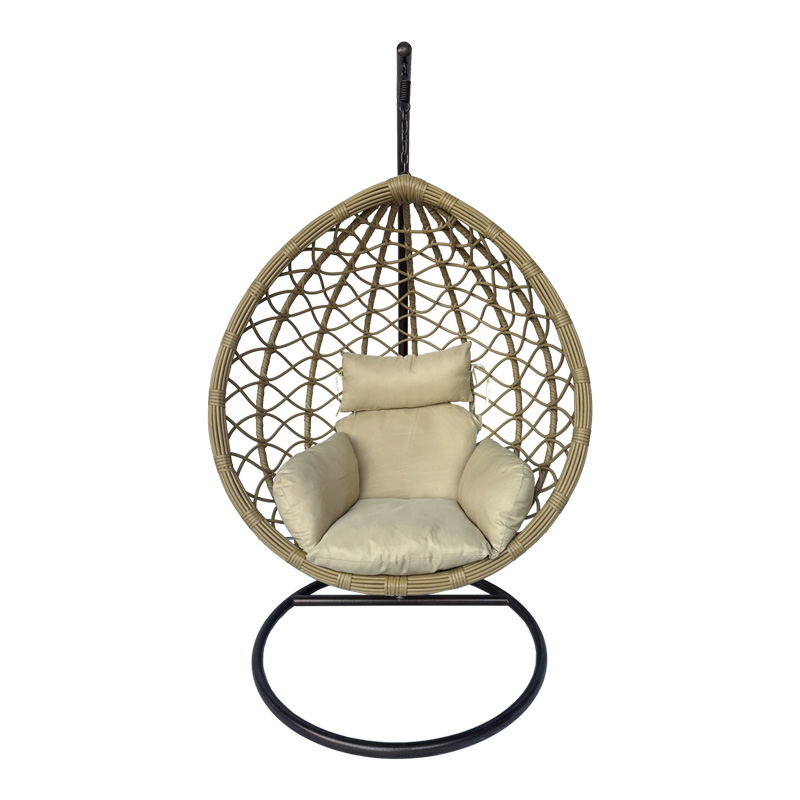 Lyere pakoworld swing nest with brown metal base with beige pe rattan 120x108x195cm