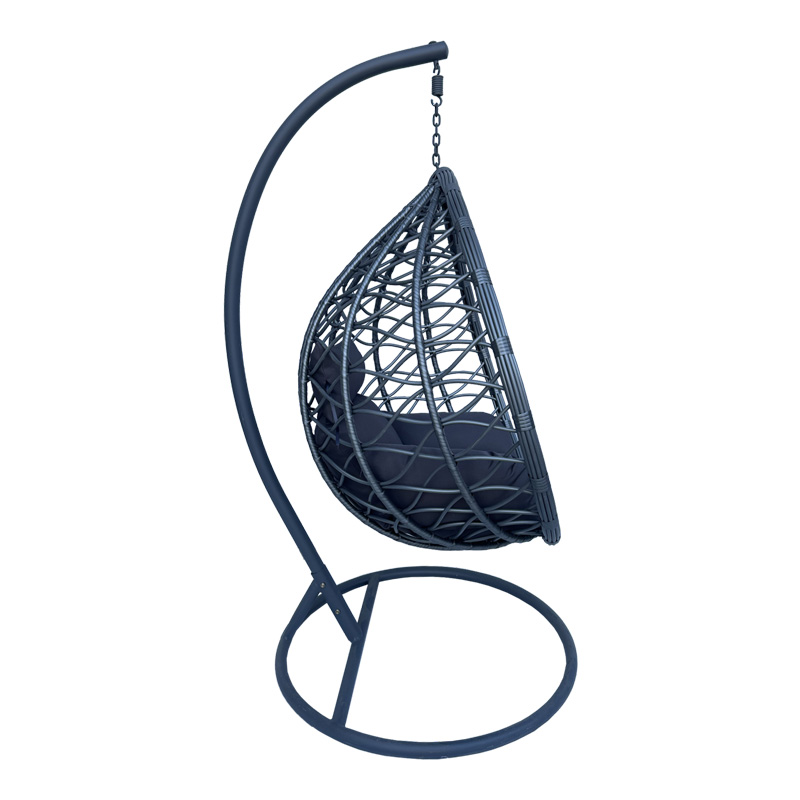 Lyere pakoworld swing nest with grey metal base with grey pe rattan 120x108x195cm