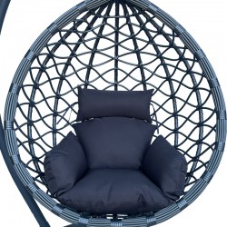 Lyere pakoworld swing nest with grey metal base with grey pe rattan 120x108x195cm