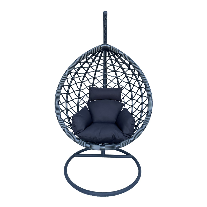 Lyere pakoworld swing nest with grey metal base with grey pe rattan 120x108x195cm