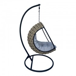 Makito pakoworld swing nest with black metal base - pvc in beige- grey color 100x105x195cm