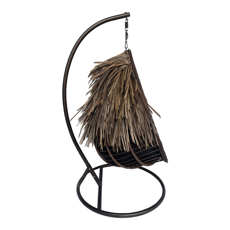 Varur pakoworld swing nest with brown metal base - pe rattan in brown- black color 120x105x195cm