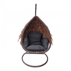 Varur pakoworld swing nest with brown metal base - pe rattan in brown- black color 120x105x195cm