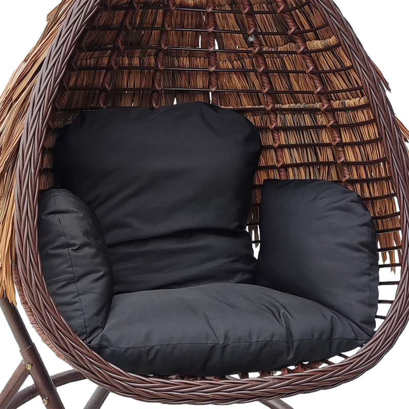 Varur pakoworld swing nest with brown metal base - pe rattan in brown- black color 120x105x195cm