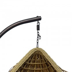 Varur pakoworld swing nest with brown metal base - pe rattan in beige color 120x105x195cm