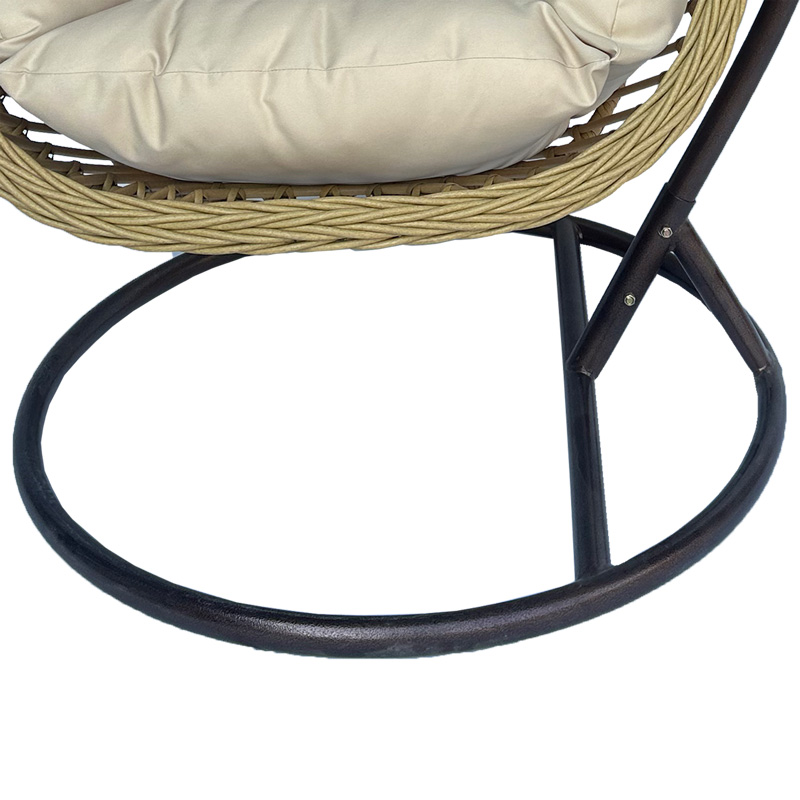 Varur pakoworld swing nest with brown metal base - pe rattan in beige color 120x105x195cm