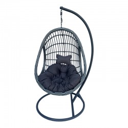 Cungo pakoworld swing nest with metal base - pe rattan in grey color 125x105x195cm