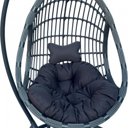 Cungo pakoworld swing nest with metal base - pe rattan in grey color 125x105x195cm