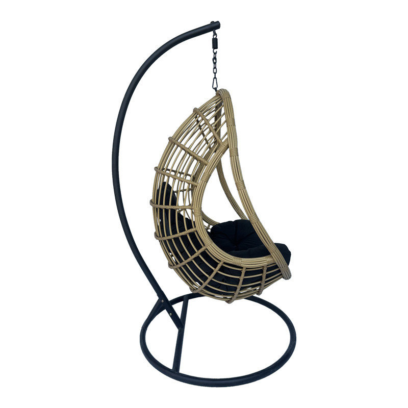 Cungo pakoworld swing nest with metal base - pe rattan in grey color 125x105x195cm