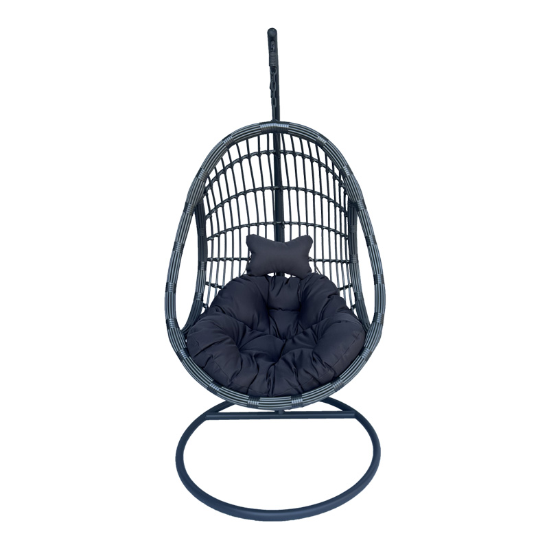 Cungo pakoworld swing nest with metal base - pe rattan in grey color 125x105x195cm