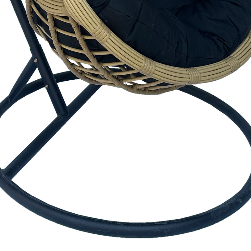 Cungo pakoworld swing nest with black metal base - beige pe rattan with black cushions 125x105x195cm