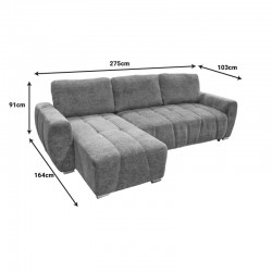 Right corner sofa-bed Vivad pakoworld fabric in anthracite color 275x164x91cm