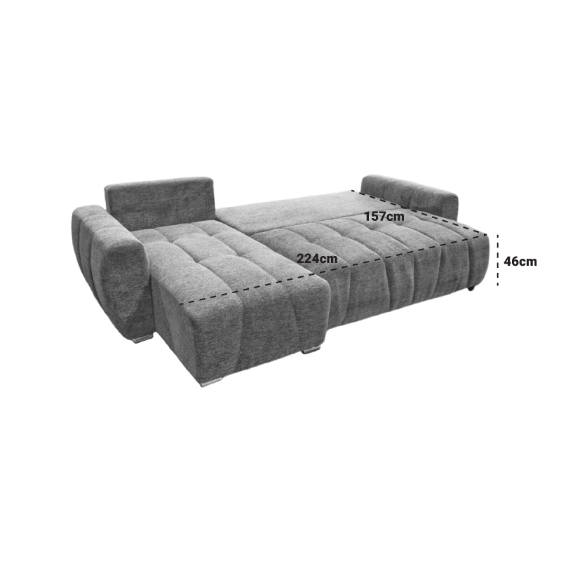 Right corner sofa-bed Vivad pakoworld fabric in anthracite color 275x164x91cm