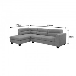 Corner sofa right corner Camile pakoworld dark grey fabric 270x174x95cm