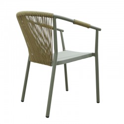 Convince aluminum armchair pakoworld stackable with brown frame-textilene-pe rattan 56x63x82cm