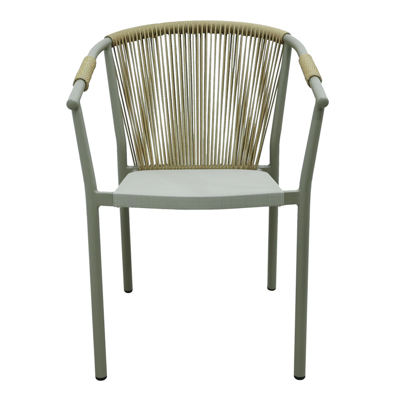 Convince aluminum armchair pakoworld stackable with brown frame-textilene-pe rattan 56x63x82cm