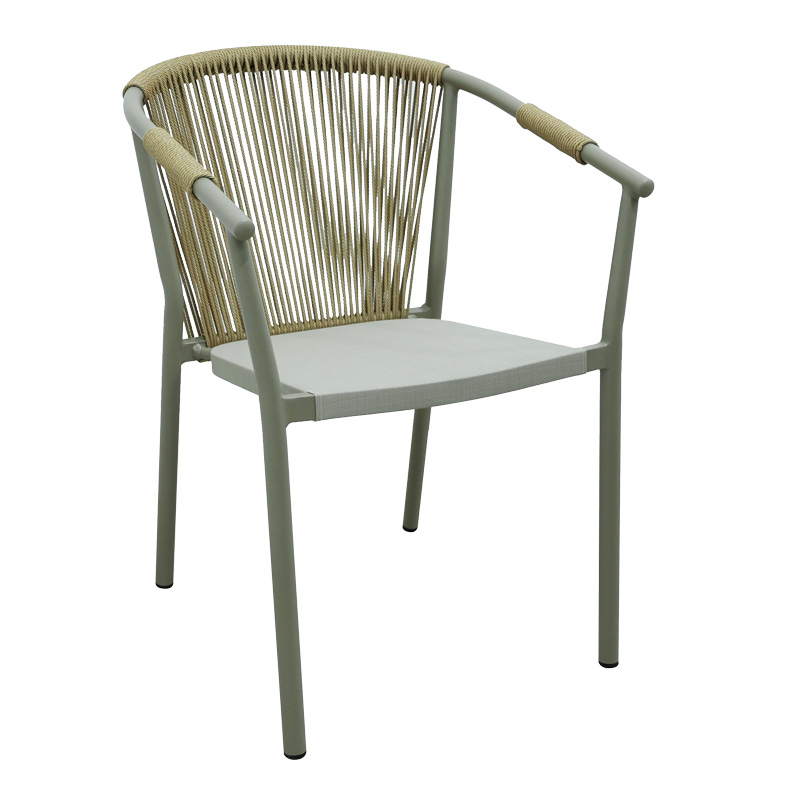 Convince aluminum armchair pakoworld stackable with brown frame-textilene-pe rattan 56x63x82cm