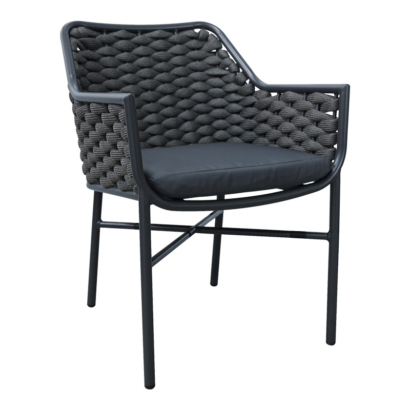 Ortegia pakoworld stackable aluminum-pp armchair with gray frame and cushion 57x62x82cm