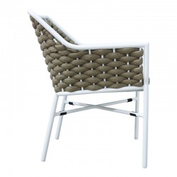 Ortegia pakoworld stackable aluminum-pp armchair with white frame and cushion 57x62x82cm