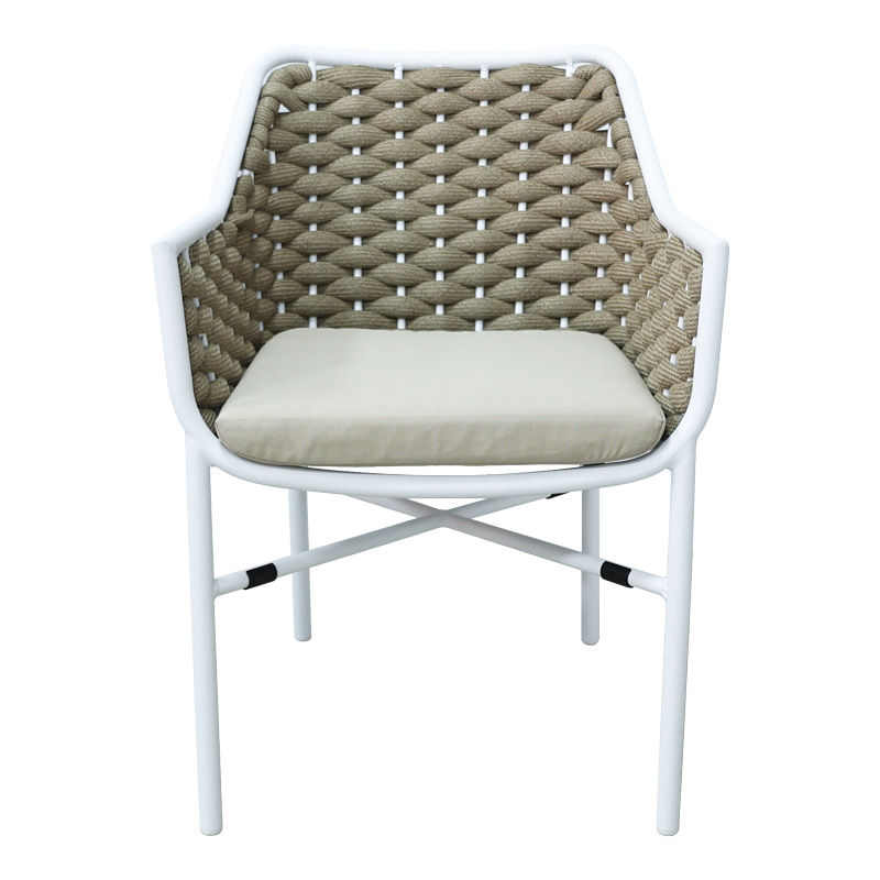 Ortegia pakoworld stackable aluminum-pp armchair with white frame and cushion 57x62x82cm