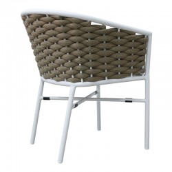 Aluminum-pp armchair Noevo pakoworld stackable with white frame and cushion 57x62x77cm