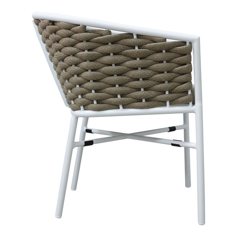 Aluminum-pp armchair Noevo pakoworld stackable with white frame and cushion 57x62x77cm