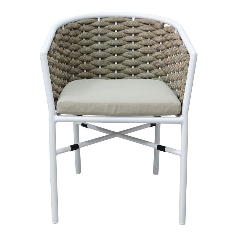 Aluminum-pp armchair Noevo pakoworld stackable with white frame and cushion 57x62x77cm