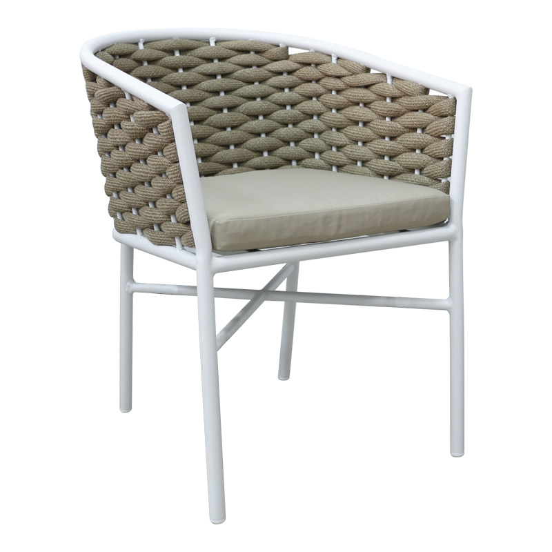 Aluminum-pp armchair Noevo pakoworld stackable with white frame and cushion 57x62x77cm